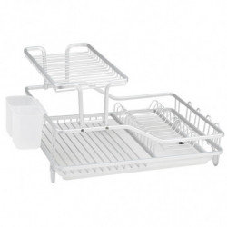 Στεγνωτήριο πιάτων Luigi Ferrero FR-5535AL-T, 2 επίπεδα, 46x35x27 cm, Αντιολισθητικά πόδια, Δίσκος αποστράγγισης, Λευκό