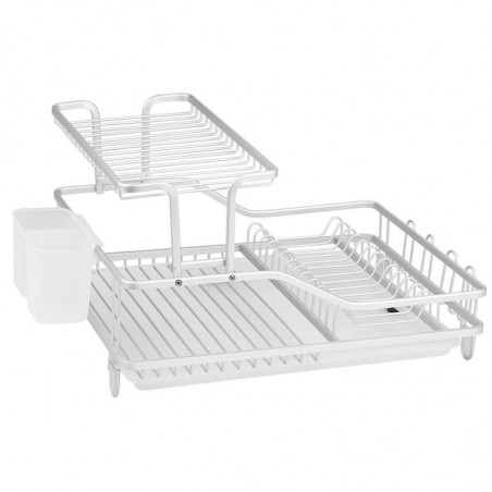 Στεγνωτήριο πιάτων Luigi Ferrero FR-5535AL-T, 2 επίπεδα, 46x35x27 cm, Αντιολισθητικά πόδια, Δίσκος αποστράγγισης, Λευκό