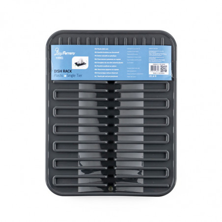 Στεγνωτήριο πιάτων Luigi Ferrero FR-3830P, 38x30x4.5 cm, Θήκες για φλιτζάνια και πιάτα, Αγωγός αποστράγγισης, Γκρι