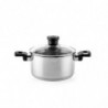Κατσαρόλα Luigi Ferrero Sophia FR-3402, 18x10 cm, 2.3 l, Ατσάλι 18/10, Γυάλινο καπάκι, Επαγωγή, Inox