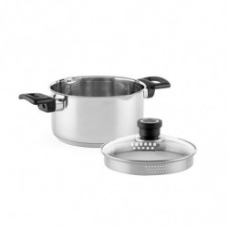 Κατσαρόλα Luigi Ferrero Sophia FR-3402, 18x10 cm, 2.3 l, Ατσάλι 18/10, Γυάλινο καπάκι, Επαγωγή, Inox