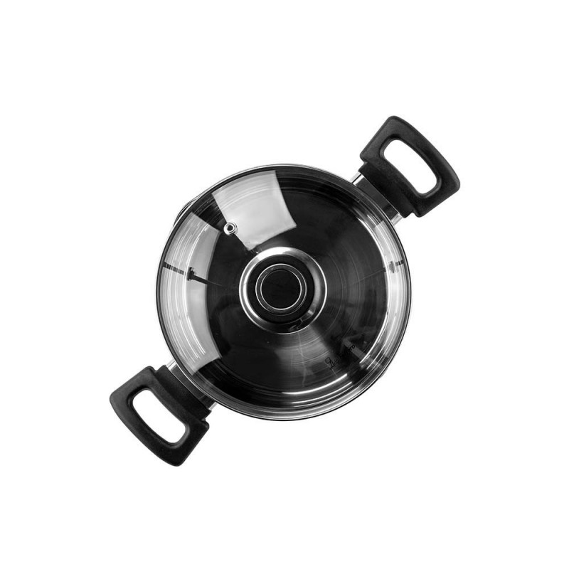 Κατσαρόλα Luigi Ferrero Sophia FR-3402, 18x10 cm, 2.3 l, Ατσάλι 18/10, Γυάλινο καπάκι, Επαγωγή, Inox