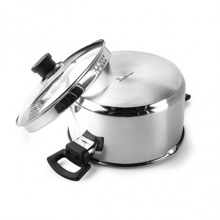 Κατσαρόλα Luigi Ferrero Sophia FR-3402, 18x10 cm, 2.3 l, Ατσάλι 18/10, Γυάλινο καπάκι, Επαγωγή, Inox