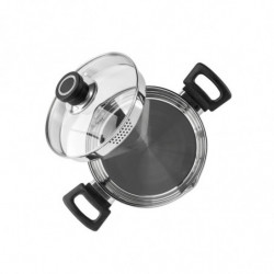 Κατσαρόλα Luigi Ferrero Sophia FR-3402, 18x10 cm, 2.3 l, Ατσάλι 18/10, Γυάλινο καπάκι, Επαγωγή, Inox
