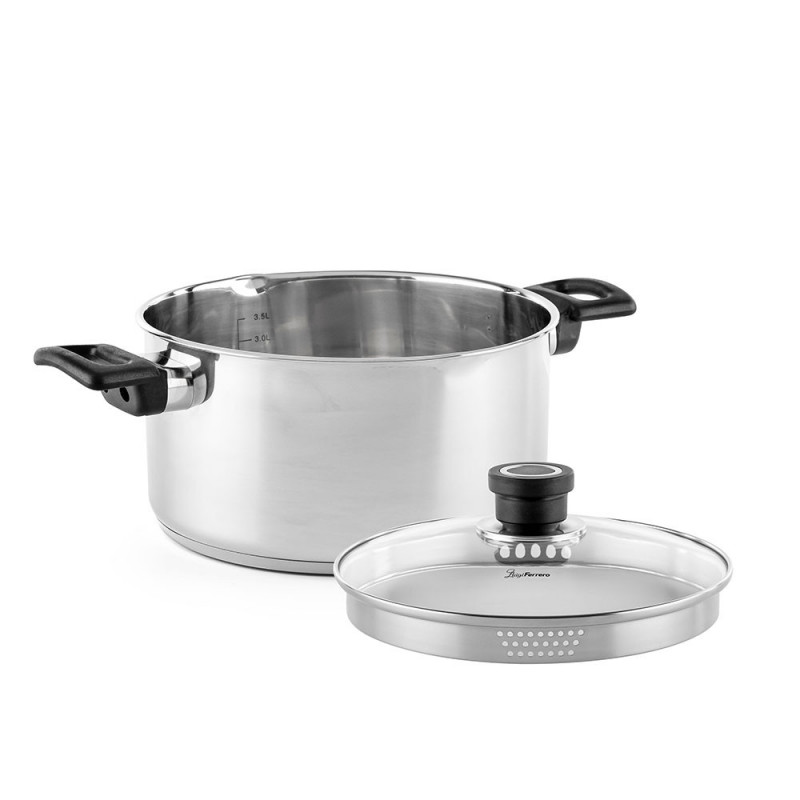 Κατσαρόλα Luigi Ferrero Sophia FR-3403, 20x11 cm, 3.2 l, Ατσάλι 18/10, Γυάλινο καπάκι, Επαγωγή, Inox
