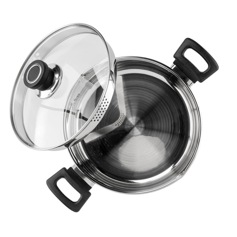 Κατσαρόλα Luigi Ferrero Sophia FR-3403, 20x11 cm, 3.2 l, Ατσάλι 18/10, Γυάλινο καπάκι, Επαγωγή, Inox