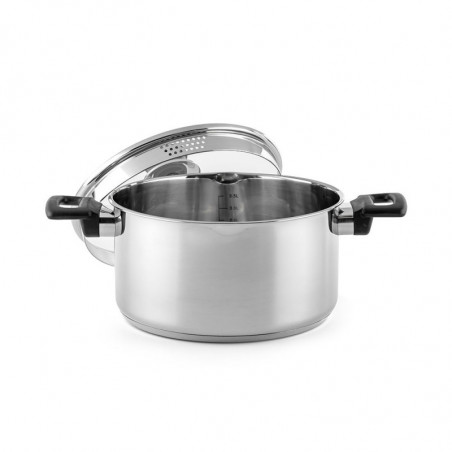 Κατσαρόλα Luigi Ferrero Sophia FR-3404, 22x12 cm, 4.2 l, Ατσάλι 18/10, Γυάλινο καπάκι, Επαγωγή, Inox