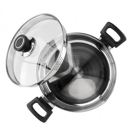 Κατσαρόλα Luigi Ferrero Sophia FR-3404, 22x12 cm, 4.2 l, Ατσάλι 18/10, Γυάλινο καπάκι, Επαγωγή, Inox