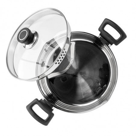 Κατσαρόλα Luigi Ferrero Sophia FR-3405, 24x13 cm, 5.4 l, Ατσάλι 18/10, Γυάλινο καπάκι, Επαγωγή, Inox