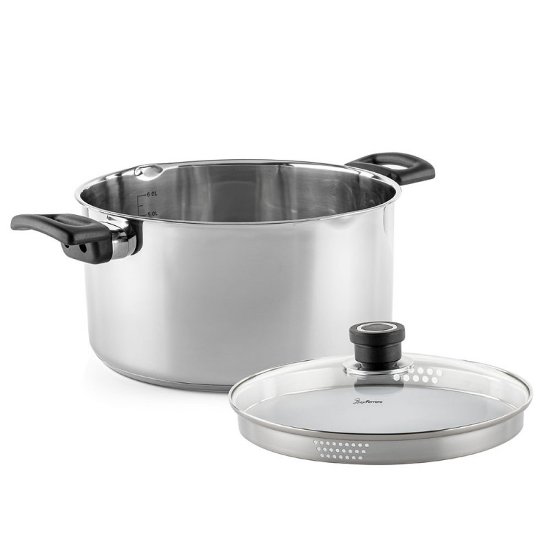Κατσαρόλα Luigi Ferrero Sophia FR-3406, 26x14 cm, 7 l, Ατσάλι 18/10, Γυάλινο καπάκι, Επαγωγή, Inox