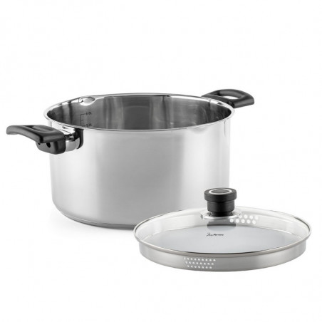 Κατσαρόλα Luigi Ferrero Sophia FR-3406, 26x14 cm, 7 l, Ατσάλι 18/10, Γυάλινο καπάκι, Επαγωγή, Inox