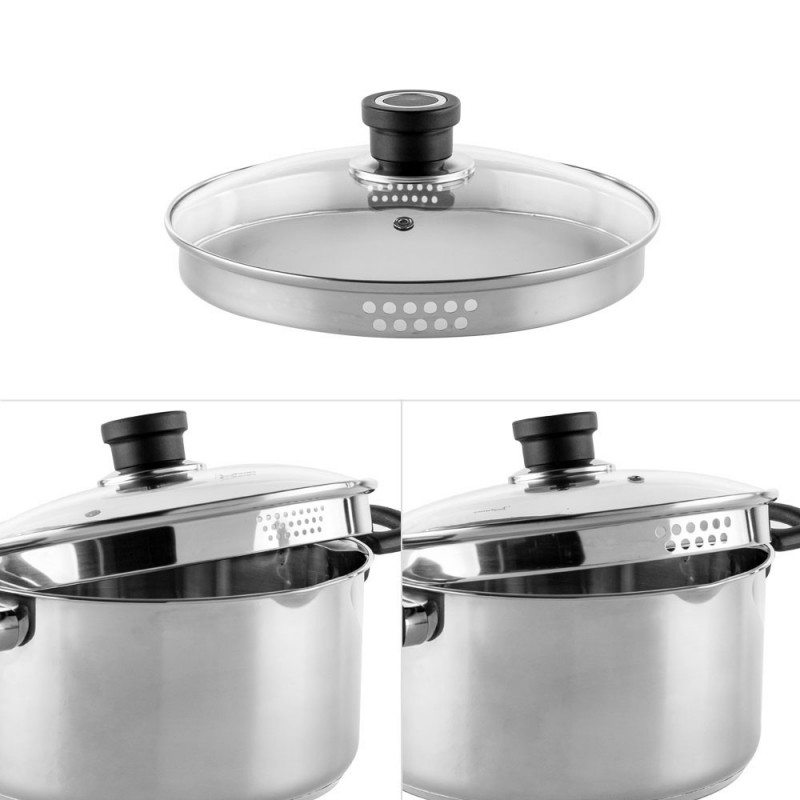 Κατσαρόλα Luigi Ferrero Sophia FR-3406, 26x14 cm, 7 l, Ατσάλι 18/10, Γυάλινο καπάκι, Επαγωγή, Inox