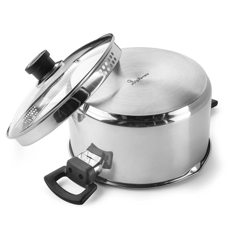 Κατσαρόλα Luigi Ferrero Sophia FR-3406, 26x14 cm, 7 l, Ατσάλι 18/10, Γυάλινο καπάκι, Επαγωγή, Inox