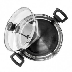 Κατσαρόλα Luigi Ferrero Sophia FR-3406, 26x14 cm, 7 l, Ατσάλι 18/10, Γυάλινο καπάκι, Επαγωγή, Inox