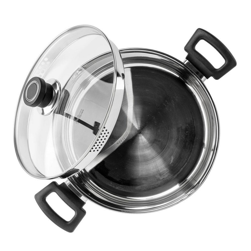 Κατσαρόλα Luigi Ferrero Sophia FR-3406, 26x14 cm, 7 l, Ατσάλι 18/10, Γυάλινο καπάκι, Επαγωγή, Inox