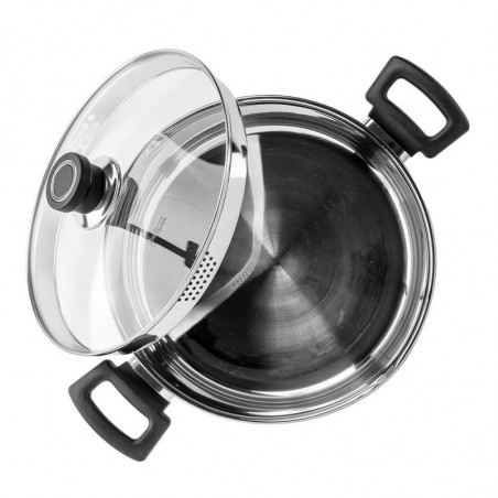 Κατσαρόλα Luigi Ferrero Sophia FR-3406, 26x14 cm, 7 l, Ατσάλι 18/10, Γυάλινο καπάκι, Επαγωγή, Inox