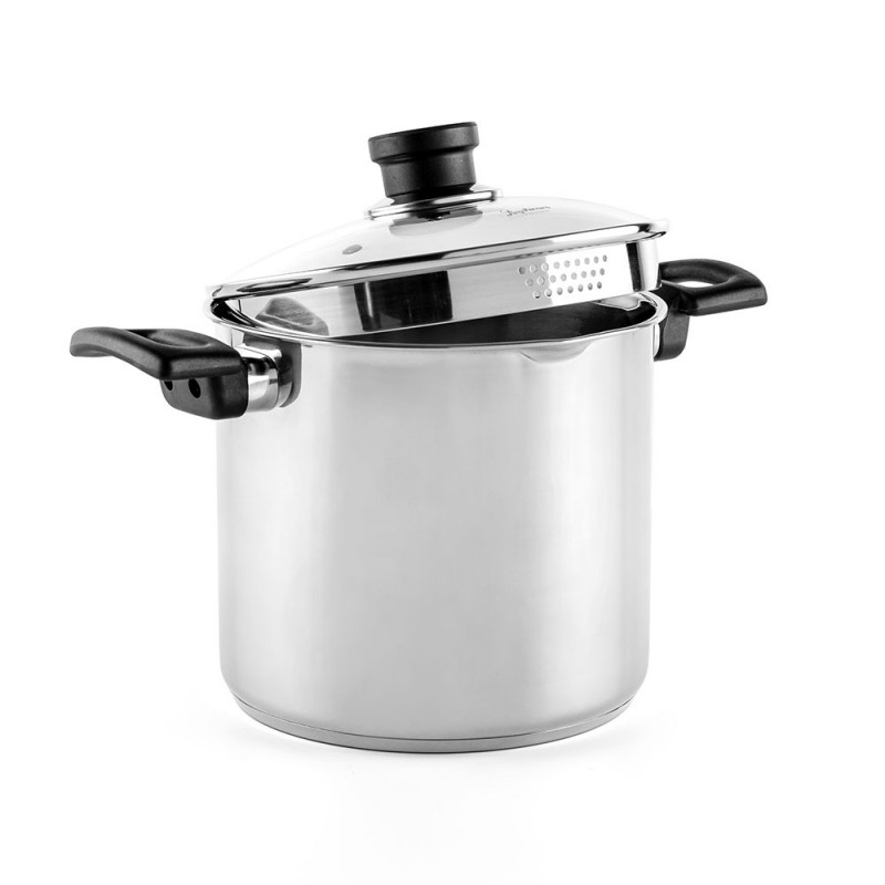 Βαθιά κατσαρόλα Luigi Ferrero Sophia FR-3407, 20x18 cm, 5.6 l, Ατσάλι 18/10, Γυάλινο καπάκι με τρύπα ατμού, Επαγωγή, Inox