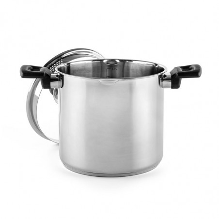 Βαθιά κατσαρόλα Luigi Ferrero Sophia FR-3407, 20x18 cm, 5.6 l, Ατσάλι 18/10, Γυάλινο καπάκι με τρύπα ατμού, Επαγωγή, Inox