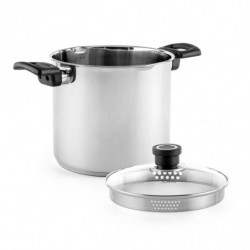 Βαθιά κατσαρόλα Luigi Ferrero Sophia FR-3407, 20x18 cm, 5.6 l, Ατσάλι 18/10, Γυάλινο καπάκι με τρύπα ατμού, Επαγωγή, Inox