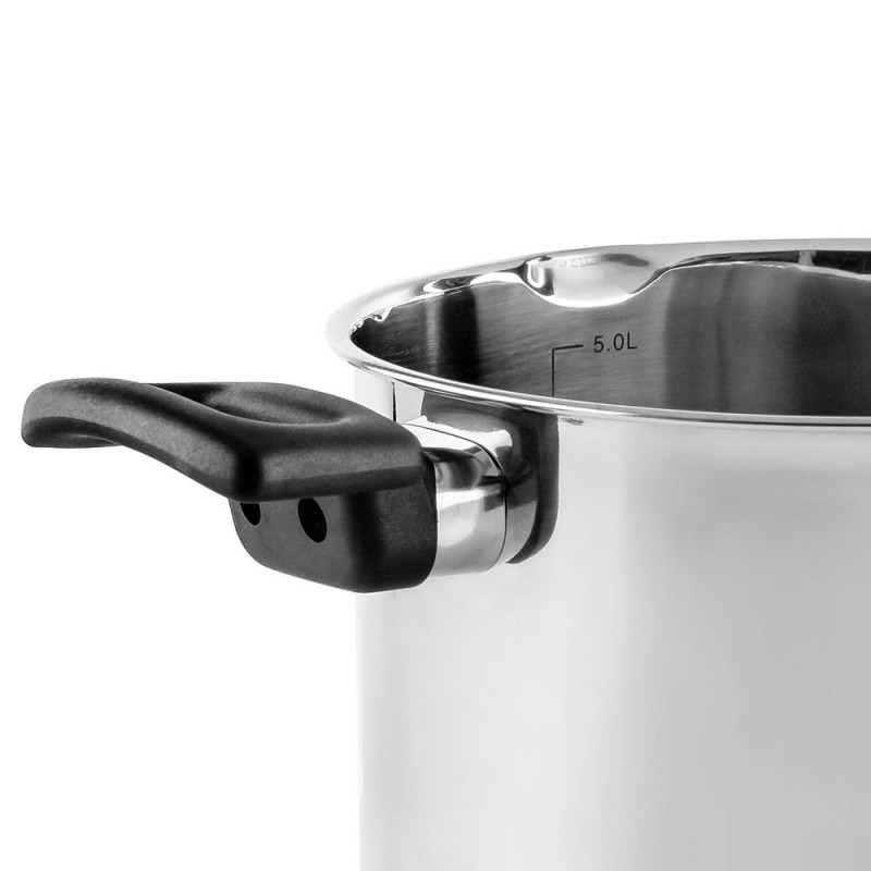 Βαθιά κατσαρόλα Luigi Ferrero Sophia FR-3407, 20x18 cm, 5.6 l, Ατσάλι 18/10, Γυάλινο καπάκι με τρύπα ατμού, Επαγωγή, Inox