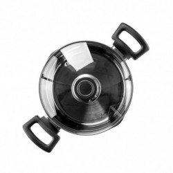 Βαθιά κατσαρόλα Luigi Ferrero Sophia FR-3407, 20x18 cm, 5.6 l, Ατσάλι 18/10, Γυάλινο καπάκι με τρύπα ατμού, Επαγωγή, Inox