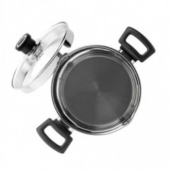 Βαθιά κατσαρόλα Luigi Ferrero Sophia FR-3407, 20x18 cm, 5.6 l, Ατσάλι 18/10, Γυάλινο καπάκι με τρύπα ατμού, Επαγωγή, Inox