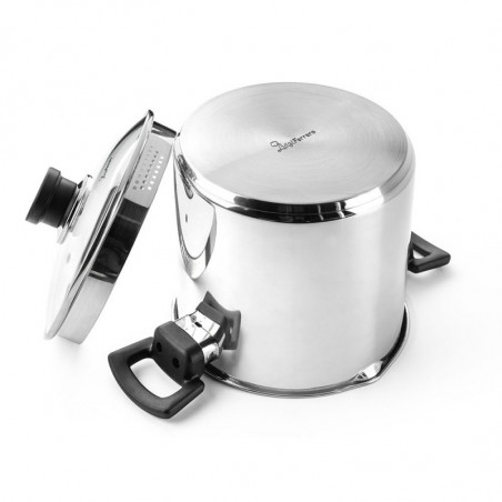 Βαθιά κατσαρόλα Luigi Ferrero Sophia FR-3407, 20x18 cm, 5.6 l, Ατσάλι 18/10, Γυάλινο καπάκι με τρύπα ατμού, Επαγωγή, Inox