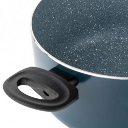 Κατσαρόλα Luigi Ferrero Prima FR-2244, 22x9,5 cm, 3,1 l, Αντικολλητική μαρμάρινη επίστρωση, Γυάλινο καπάκι με τρύπα ατμού, Επαγωγή, Σκούρο μπλε