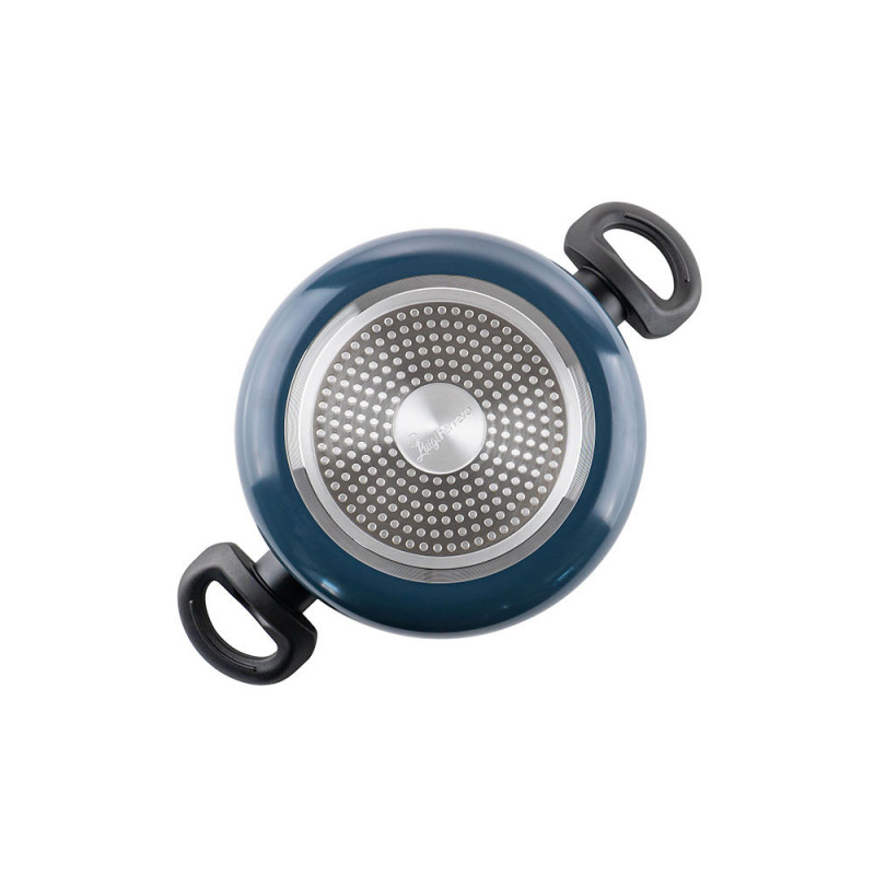 Κατσαρόλα Luigi Ferrero Prima FR-2244, 22x9,5 cm, 3,1 l, Αντικολλητική μαρμάρινη επίστρωση, Γυάλινο καπάκι με τρύπα ατμού, Επαγωγή, Σκούρο μπλε