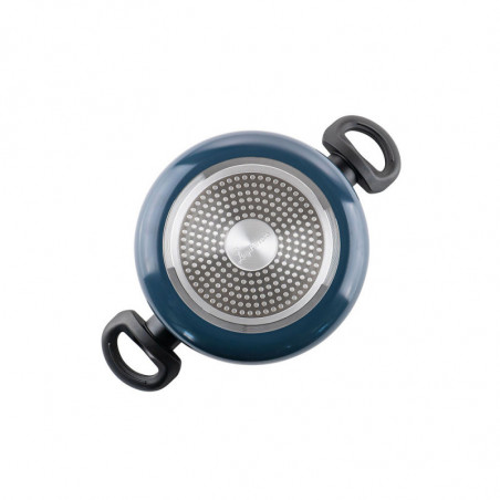 Κατσαρόλα Luigi Ferrero Prima FR-2244, 22x9,5 cm, 3,1 l, Αντικολλητική μαρμάρινη επίστρωση, Γυάλινο καπάκι με τρύπα ατμού, Επαγωγή, Σκούρο μπλε