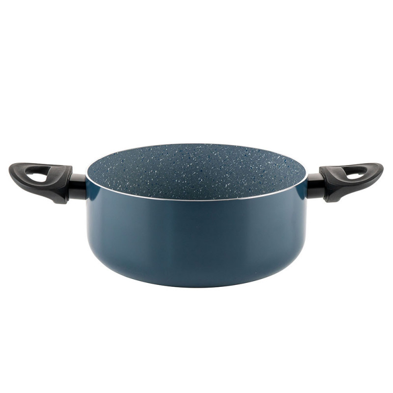 Κατσαρόλα Luigi Ferrero Prima FR-2244, 22x9,5 cm, 3,1 l, Αντικολλητική μαρμάρινη επίστρωση, Γυάλινο καπάκι με τρύπα ατμού, Επαγωγή, Σκούρο μπλε