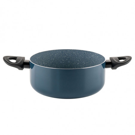Κατσαρόλα Luigi Ferrero Prima FR-2244, 22x9,5 cm, 3,1 l, Αντικολλητική μαρμάρινη επίστρωση, Γυάλινο καπάκι με τρύπα ατμού, Επαγωγή, Σκούρο μπλε