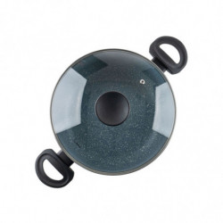 Κατσαρόλα Luigi Ferrero Prima FR-2644, 26x12 cm, 5.8 l, Αντικολλητική μαρμάρινη επίστρωση, Γυάλινο καπάκι με τρύπα ατμού, Επαγωγή, Σκούρο μπλε