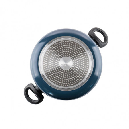 Κατσαρόλα Luigi Ferrero Prima FR-2644, 26x12 cm, 5.8 l, Αντικολλητική μαρμάρινη επίστρωση, Γυάλινο καπάκι με τρύπα ατμού, Επαγωγή, Σκούρο μπλε