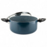 Κατσαρόλα Luigi Ferrero Prima FR-2644, 26x12 cm, 5.8 l, Αντικολλητική μαρμάρινη επίστρωση, Γυάλινο καπάκι με τρύπα ατμού, Επαγωγή, Σκούρο μπλε