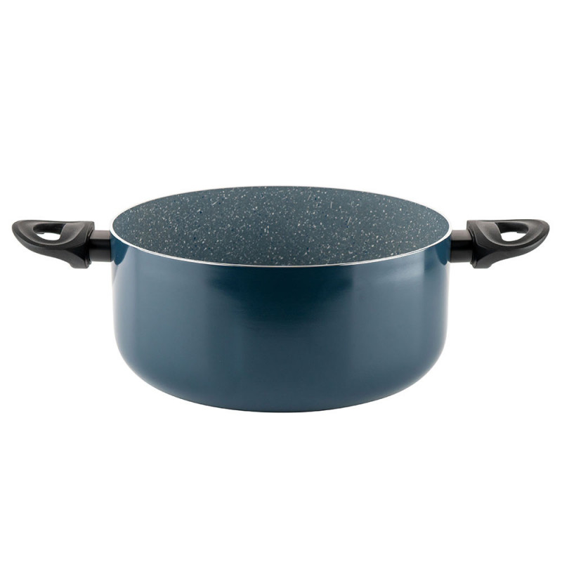 Κατσαρόλα Luigi Ferrero Prima FR-2644, 26x12 cm, 5.8 l, Αντικολλητική μαρμάρινη επίστρωση, Γυάλινο καπάκι με τρύπα ατμού, Επαγωγή, Σκούρο μπλε