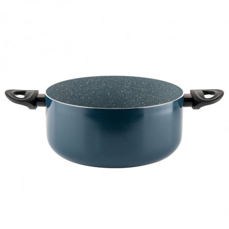 Κατσαρόλα Luigi Ferrero Prima FR-2644, 26x12 cm, 5.8 l, Αντικολλητική μαρμάρινη επίστρωση, Γυάλινο καπάκι με τρύπα ατμού, Επαγωγή, Σκούρο μπλε