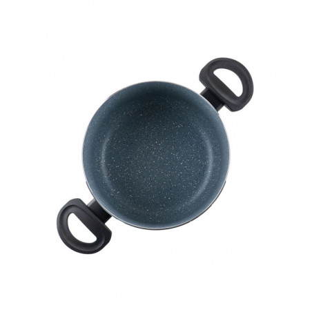 Βαθιά κατσαρόλα Luigi Ferrero Prima FR-2245D, 22x13 cm, 4.5 l, Αντικολλητική επίστρωση με μαρμάρινο εφέ, Επαγωγή, Γυάλινο καπάκι με άνοιγμα, Σκούρο μπλε