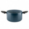 Βαθιά κατσαρόλα Luigi Ferrero Prima FR-2245D, 22x13 cm, 4.5 l, Αντικολλητική επίστρωση με μαρμάρινο εφέ, Επαγωγή, Γυάλινο καπάκι με άνοιγμα, Σκούρο μπλε