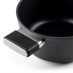 Κατσαρόλα Luigi Ferrero Regina FR-2040 20x10 cm, 2,5 l, Αντικολλητική επίστρωση με μαρμάρινο εφέ, Γυάλινο καπάκι με τρύπα ατμού, Μαύρο