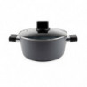 Κατσαρόλα Luigi Ferrero Regina FR-2440 24x11,5 cm, 4,3 l, Αντικολλητική επίστρωση με μαρμάρινο εφέ, Γυάλινο καπάκι με τρύπα ατμού, Μαύρο