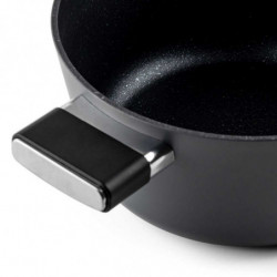 Κατσαρόλα Luigi Ferrero Regina FR-2440 24x11,5 cm, 4,3 l, Αντικολλητική επίστρωση με μαρμάρινο εφέ, Γυάλινο καπάκι με τρύπα ατμού, Μαύρο