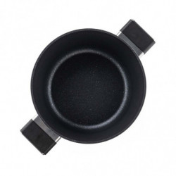 Κατσαρόλα Luigi Ferrero Regina FR-2440 24x11,5 cm, 4,3 l, Αντικολλητική επίστρωση με μαρμάρινο εφέ, Γυάλινο καπάκι με τρύπα ατμού, Μαύρο