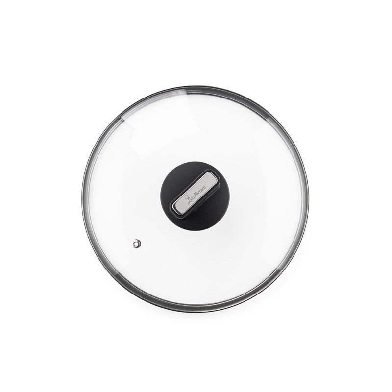 Κατσαρόλα Luigi Ferrero Regina FR-2440 24x11,5 cm, 4,3 l, Αντικολλητική επίστρωση με μαρμάρινο εφέ, Γυάλινο καπάκι με τρύπα ατμού, Μαύρο