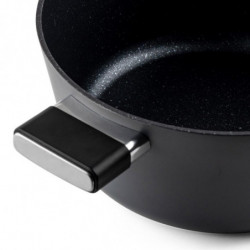 Κατσαρόλα Luigi Ferrero Regina FR-2840, 28x12,5 cm, 6,5 l, Αντικολλητική μαρμάρινη επίστρωση, Γυάλινο καπάκι με τρύπα ατμού, Επαγωγική, Μαύρο