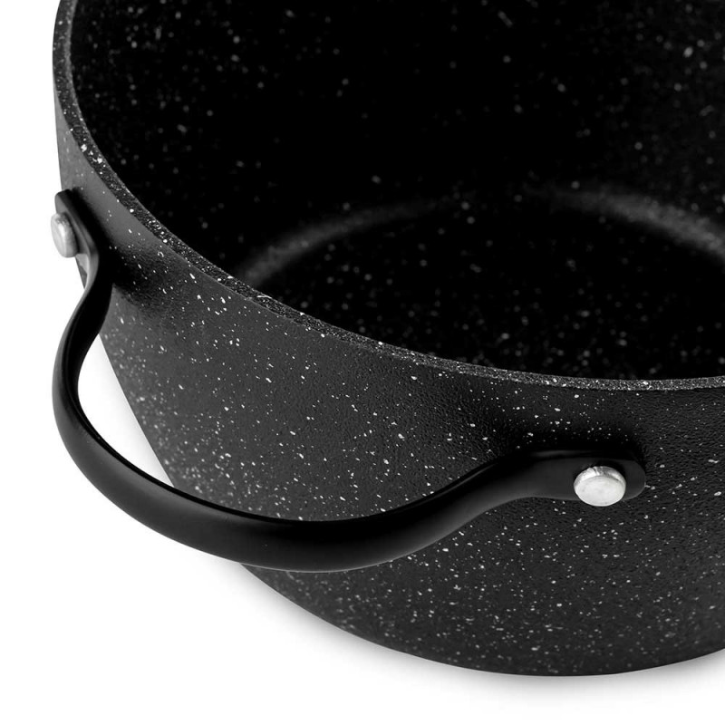 Κατσαρόλα Luigi Ferrero Symphony FR-2010, 20x10,5 cm, 2,6 l, Αντικολλητική επίστρωση, Γυάλινο καπάκι με τρύπα ατμού, Χαλύβδινες λαβές με PVD, Επαγωγή, Μαύρο μάρμαρο