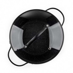 Κατσαρόλα Luigi Ferrero Symphony FR-2010, 20x10,5 cm, 2,6 l, Αντικολλητική επίστρωση, Γυάλινο καπάκι με τρύπα ατμού, Χαλύβδινες λαβές με PVD, Επαγωγή, Μαύρο μάρμαρο