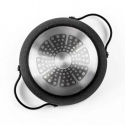 Κατσαρόλα Luigi Ferrero Symphony FR-2010, 20x10,5 cm, 2,6 l, Αντικολλητική επίστρωση, Γυάλινο καπάκι με τρύπα ατμού, Χαλύβδινες λαβές με PVD, Επαγωγή, Μαύρο μάρμαρο