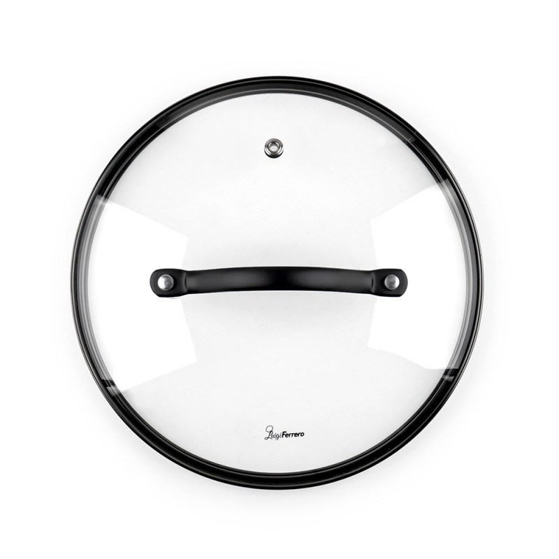 Κατσαρόλα Luigi Ferrero Symphony FR-2010, 20x10,5 cm, 2,6 l, Αντικολλητική επίστρωση, Γυάλινο καπάκι με τρύπα ατμού, Χαλύβδινες λαβές με PVD, Επαγωγή, Μαύρο μάρμαρο