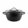Κατσαρόλα Luigi Ferrero Symphony FR-2410, 24x11,5 cm, 4,3 l, Αντικολλητική επίστρωση, Γυάλινο καπάκι με τρύπα ατμού, Χαλύβδινες λαβές με PVD, Επαγωγή, Μαύρο μάρμαρο